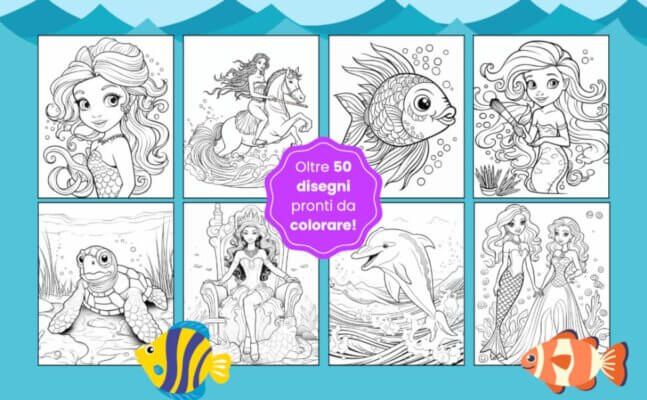 esempi disegni di sirene da colorare per bambini e bambine