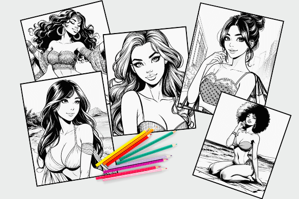 scarica disegni gratis donne bellissime da colorare pdf