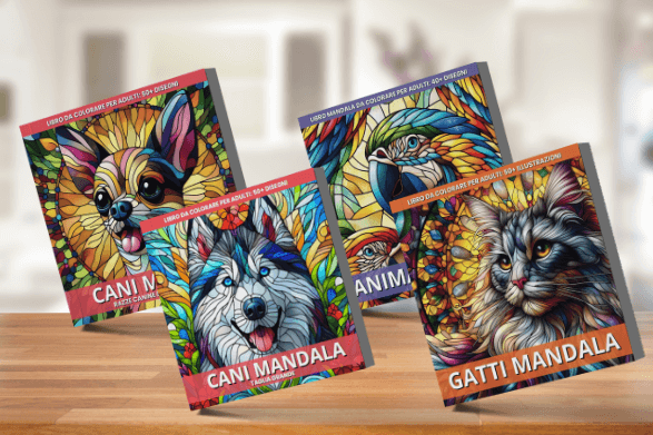 Coloring books about dogs and cats and exotic animals