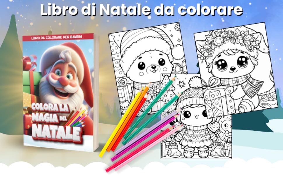 libro da colorare disegni di natale inverno