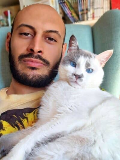 io e il gatto hermes bianco